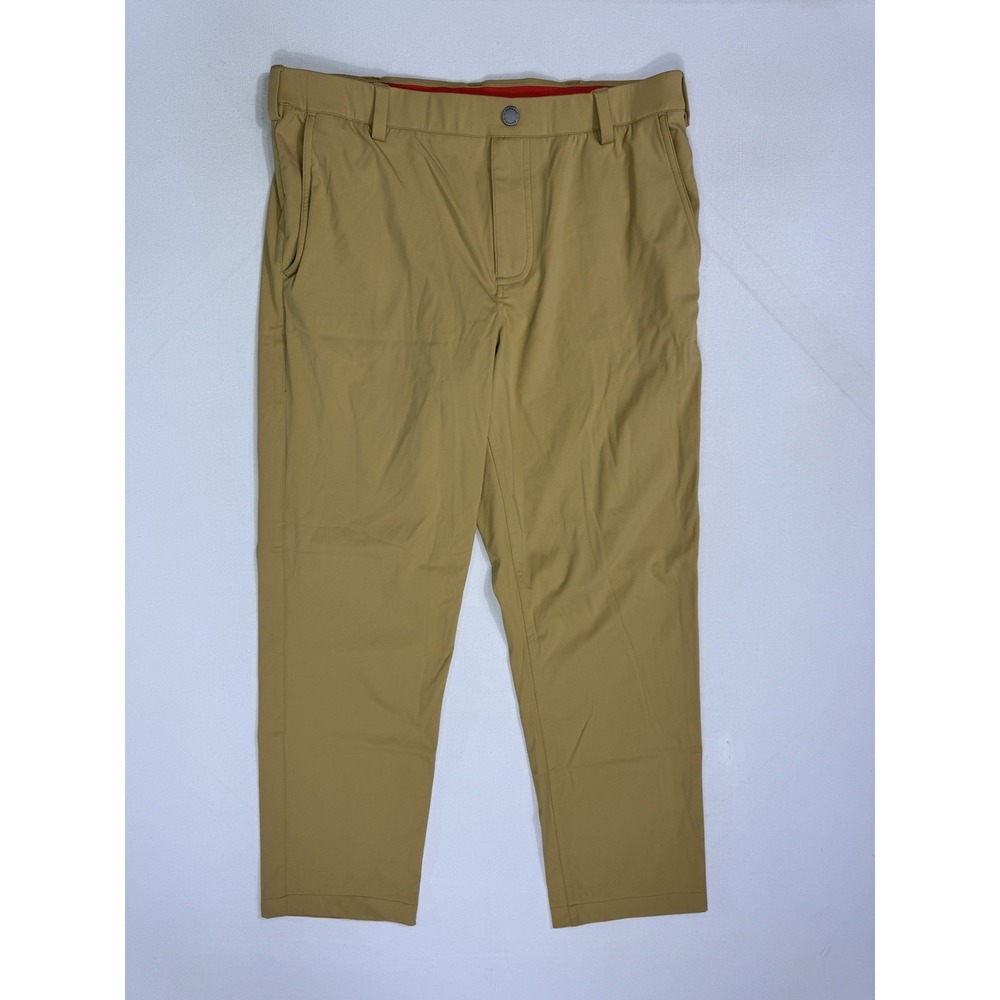 Redvanly Men Chino Pants Medium Beige Performance Stretch Golf Preppy Regular